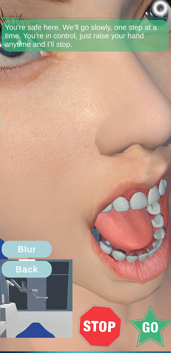 Dental procedure walkthrough screen